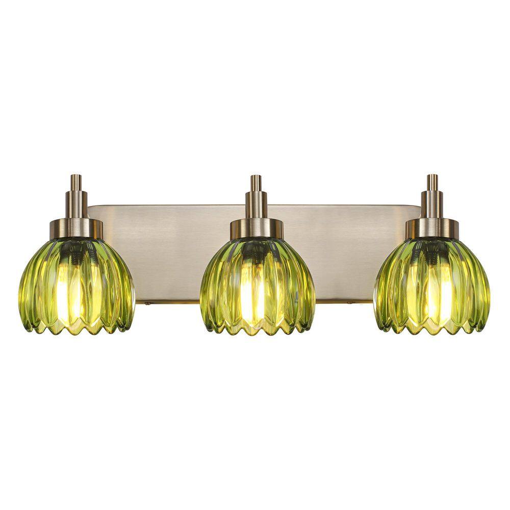 19.68 in. 3-Light Brass Vintage Vanity Lights with Green Tulip Glass Shade Wall Sconce for Kitchen Living Room Hallway price history on PriceWatchPro
