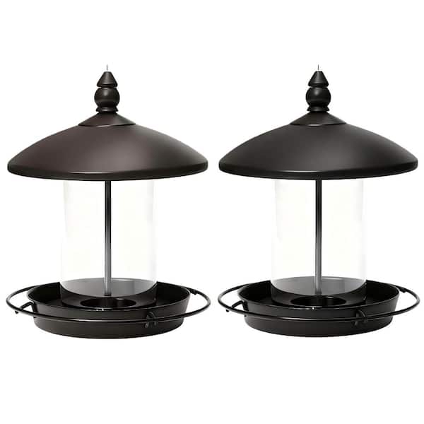 2-Pack Metal Roof Bird Feeder-Chew Proof for Outdoor Hanging Wild Bird Seeds, Bronze