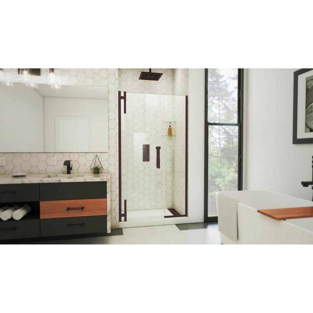 Oil Rubbed Bronze Frameless Pivot Shower Door with Clear Glass