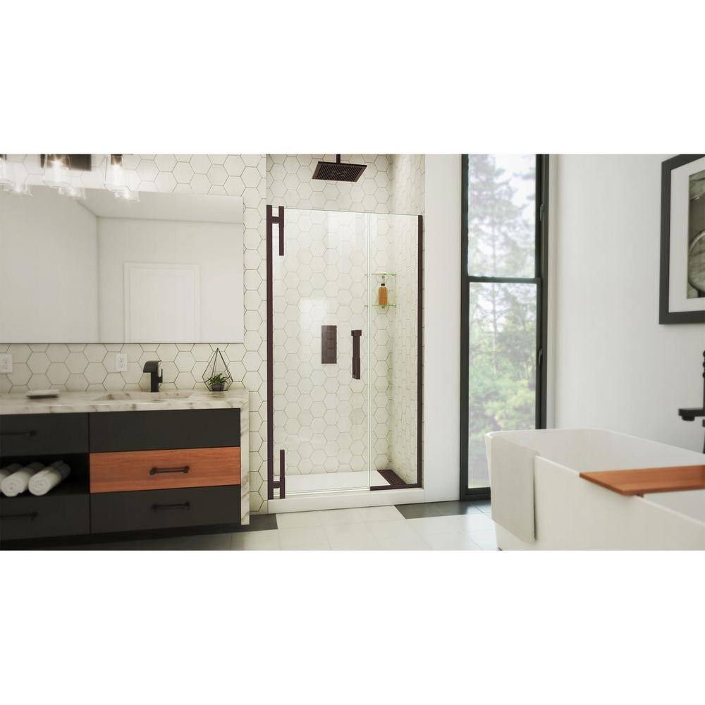Ascend 43.5 in. Frameless Pivot Shower Door in Oil Rubbed Bronze and Clear Glass