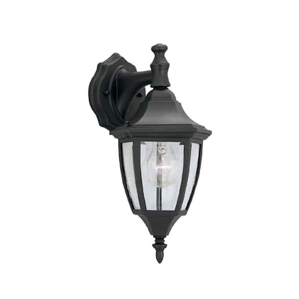 Designers Fountain Waterbury 14.25 in. Black 1-Light Outdoor Line Voltage Wall Sconce with No Bulb Included