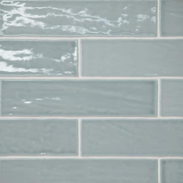 Marin 2.5 in. x 10 in. Glossy Misty Blue (Light Blue) Ceramic Subway Wall Tile (5.09 sq. ft. /Case)