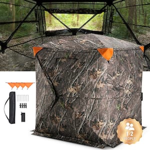 Hunting Blind, 270-Degree See Through Ground Blind, 1-2 Person Pop Up Deer Blind for Hunting with Carrying Bag, Portable