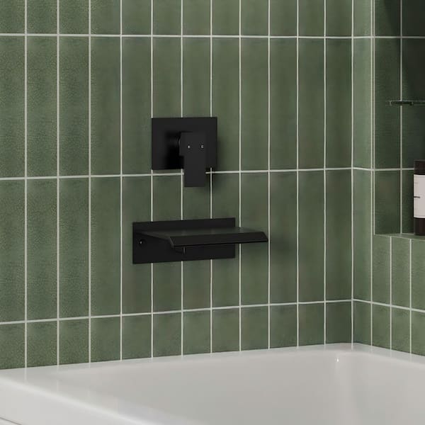EVERSTEIN Muse Single-Handle Wall Mount Roman Tub Faucet with Spot resist in Matte Black (Valve Included)