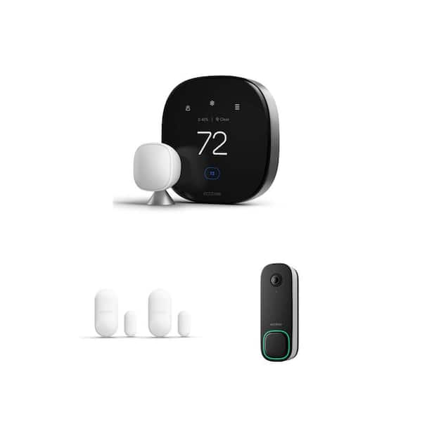 Smart Thermostat Premium, Door/Window Sensor (2 Pack) and Wired Video Doorbell Camera Combo