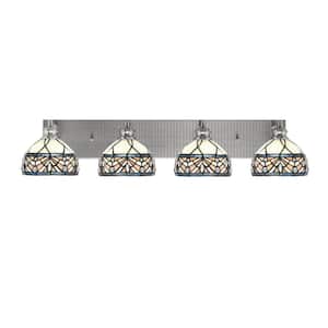 Albany 34.25 in. 4-Light Brushed Nickel Vanity Light with Royal Merlot Art Glass Shades
