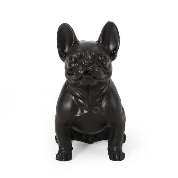 Unbranded - 17 in. H Black Dog Garden Sculpture Garden Statues