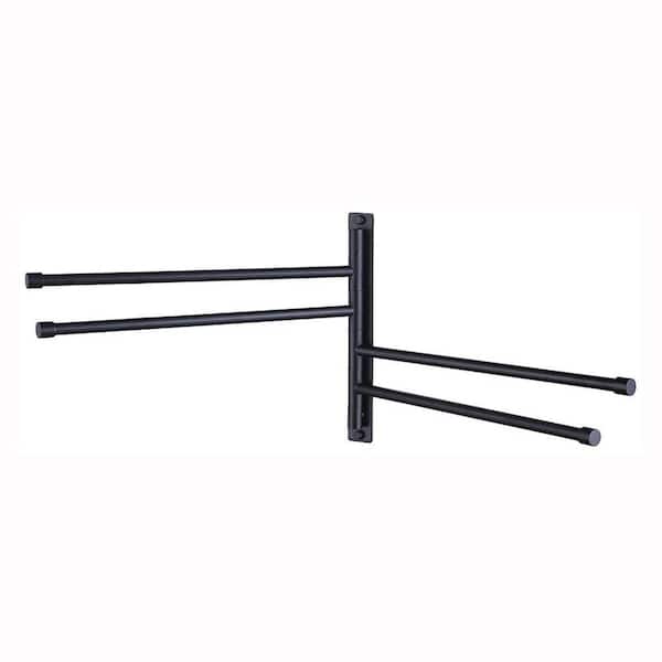 15 in. Wall Mount Bathroom Swivel Towel Bar with 4-Arm in Matte Black