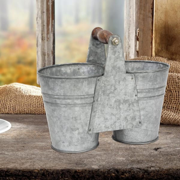 Stonebriar Collection 7 in. x 4 in. Antique Galvanized Metal Jug SB-5918A -  The Home Depot