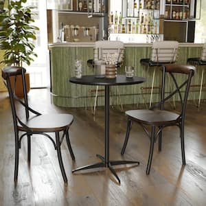 24 in. Round Black Wood with Metal Frame (Seats 2)