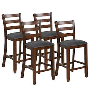 39 in. Barstools Counter Height Chairs with Fabric Seat and Rubber Wood Legs (Set of 4)