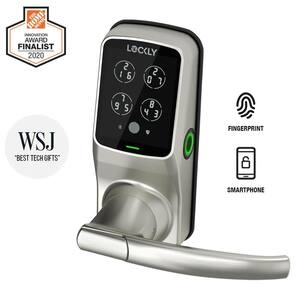 Secure Plus Satin Nickel Smart Touchscreen Keypad Door Latch Lock with Fingerprint and Bluetooth