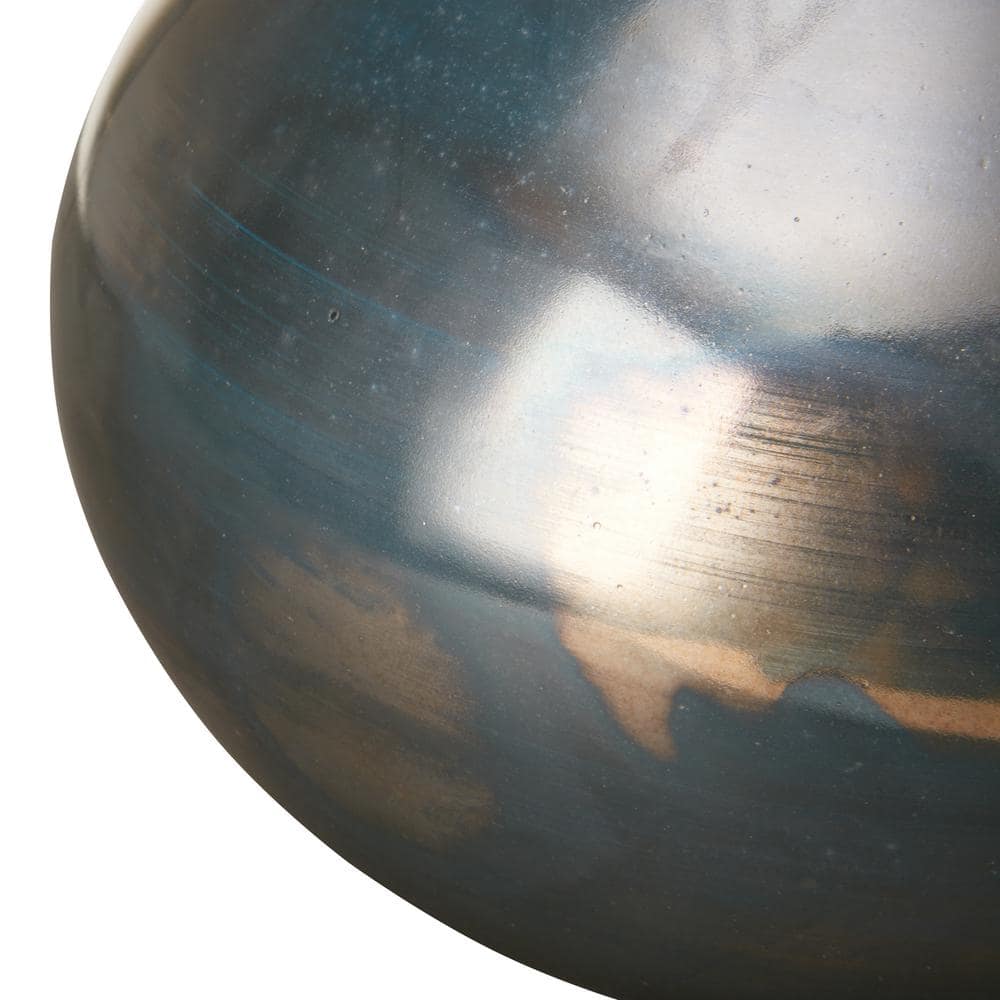 Aurora Blue and Bronze Polished Glass Vase Set of 3