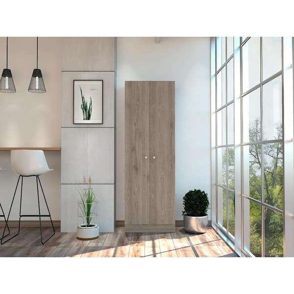 Unbranded 23.6 in. W x 11.8 in. D x 71.1 in. H Gray Freestanding Linen Cabinet with 5 Shelves
