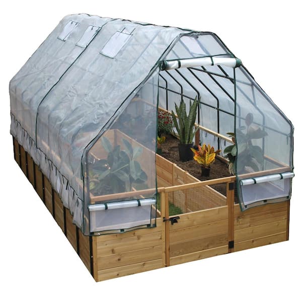Outdoor Living Today 8 ft. x 16 ft. Cedar Garden in a Box with Greenhouse Cover