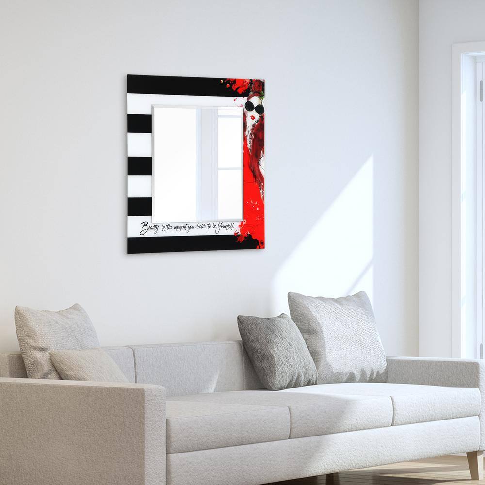 Elegant 36" Square Frameless Beveled Mirror with Fashion Art Glass