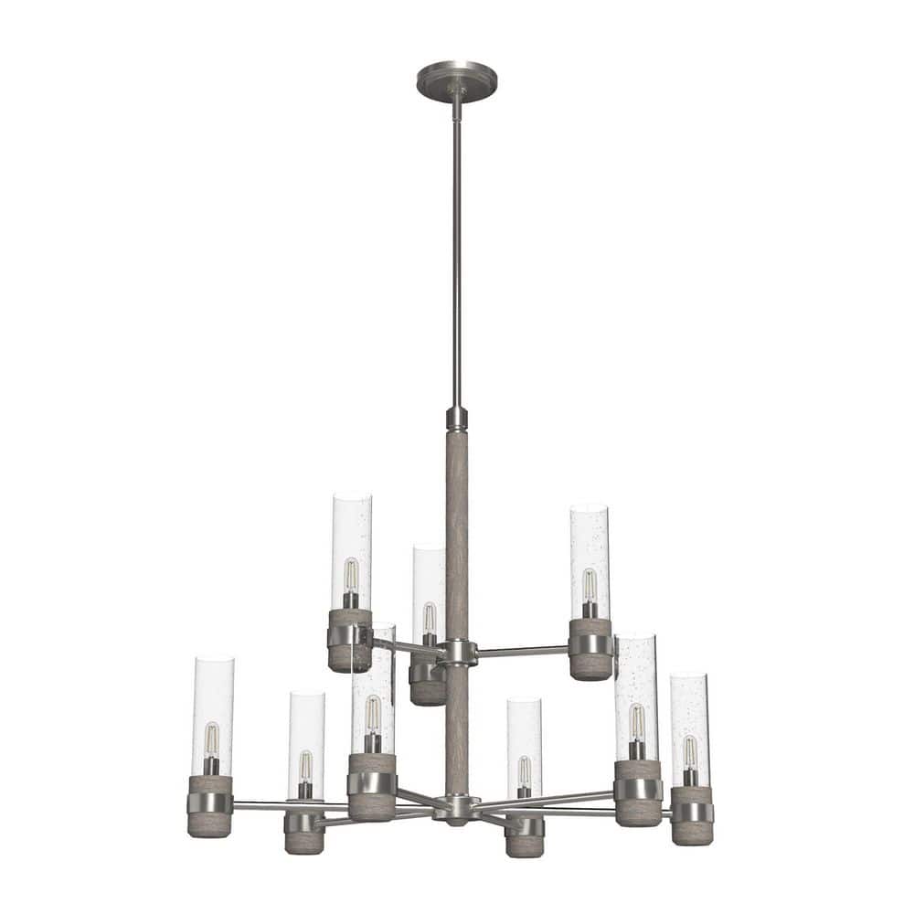 River Mill Brushed Nickel 9-Light 2-Tier Chandelier
