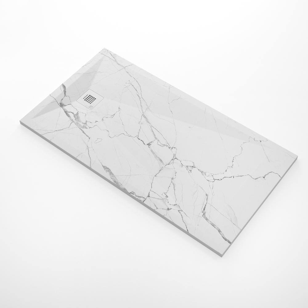 Mediterraneo 32" W x 60" L Shower Pan Base in White Marble ST003WM