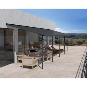 Sierra 10 ft. x 28 ft. Gray/Gray Aluminum Patio Cover