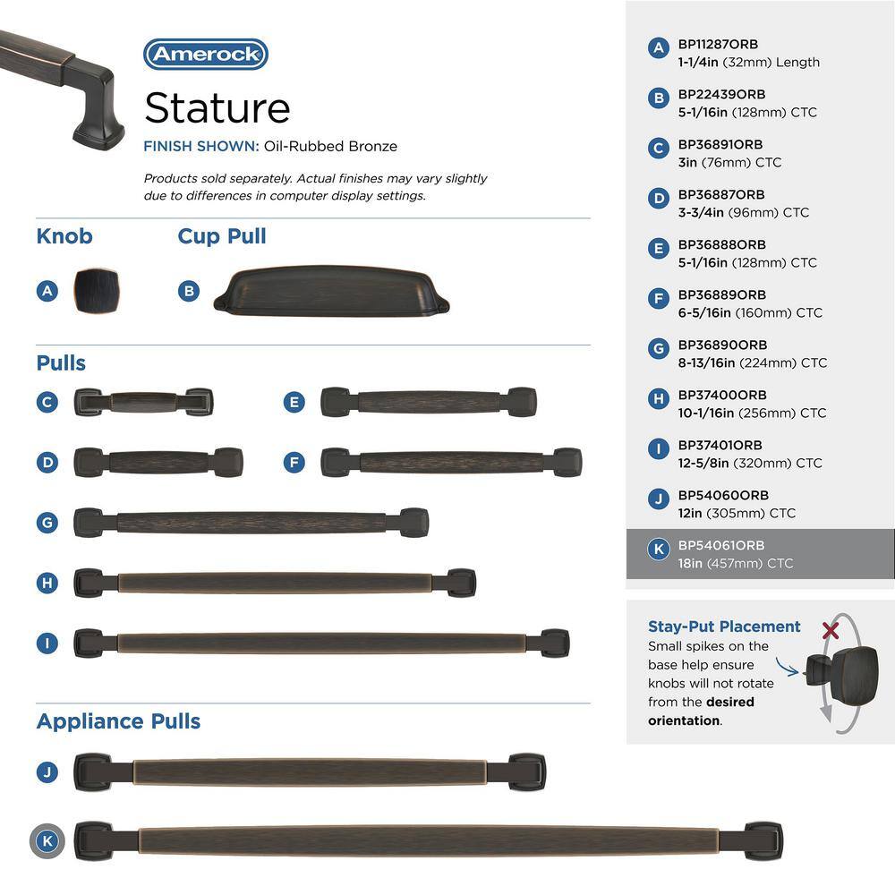 Oil Rubbed Bronze 18" Stature Appliance Pull