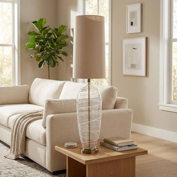 50 in. Clear Glass Bottle Table Lamp with Metal Base