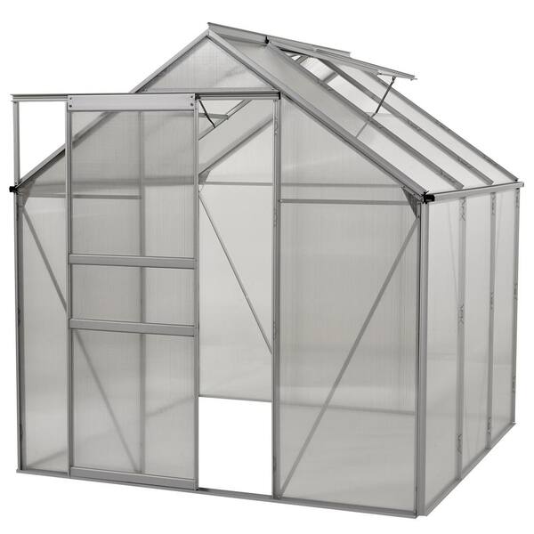 Ogrow 6 ft. x 6 ft. Aluminium Greenhouse - Walk-In With Sliding Door And Double Roof Vent