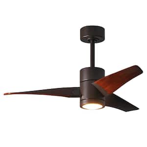 Super Janet 42 in. LED Indoor/Outdoor Damp Textured Bronze Ceiling Fan with Light with Remote Control, Wall Control