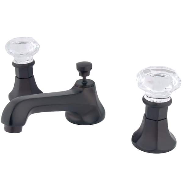 Kingston Brass Crystal 8 in. Widespread 2-Handle Mid-Arc Bathroom Faucet in Oil Rubbed Bronze