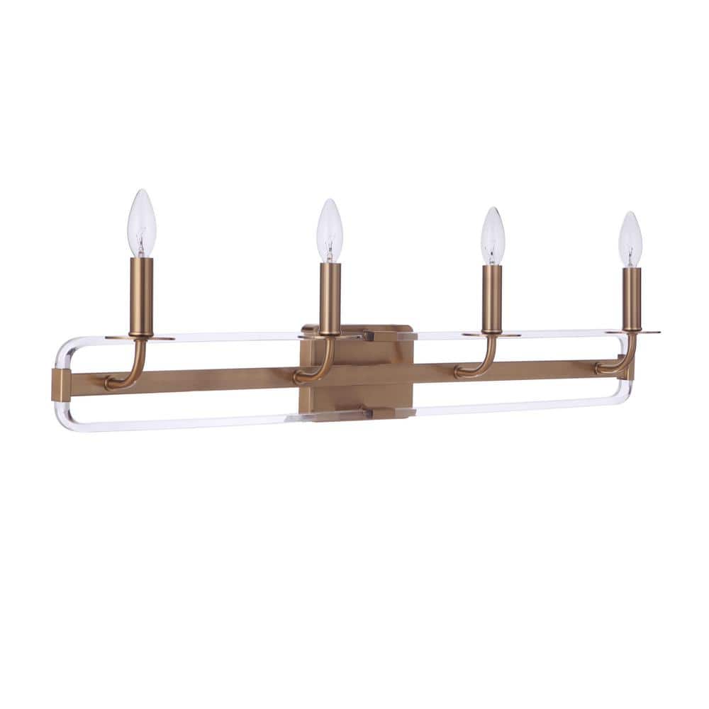 Graclyn 35 in. 4 Light Satin Brass Finish Vanity Light with Clear Acrylic Frames price history on PriceWatchPro