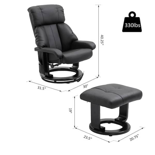 HOMCOM Brown Massage Recliner and Ottoman, PU Leisure Office Chair with 10  Vibration Points, Adjustable Backrest 700-116V71BN - The Home Depot