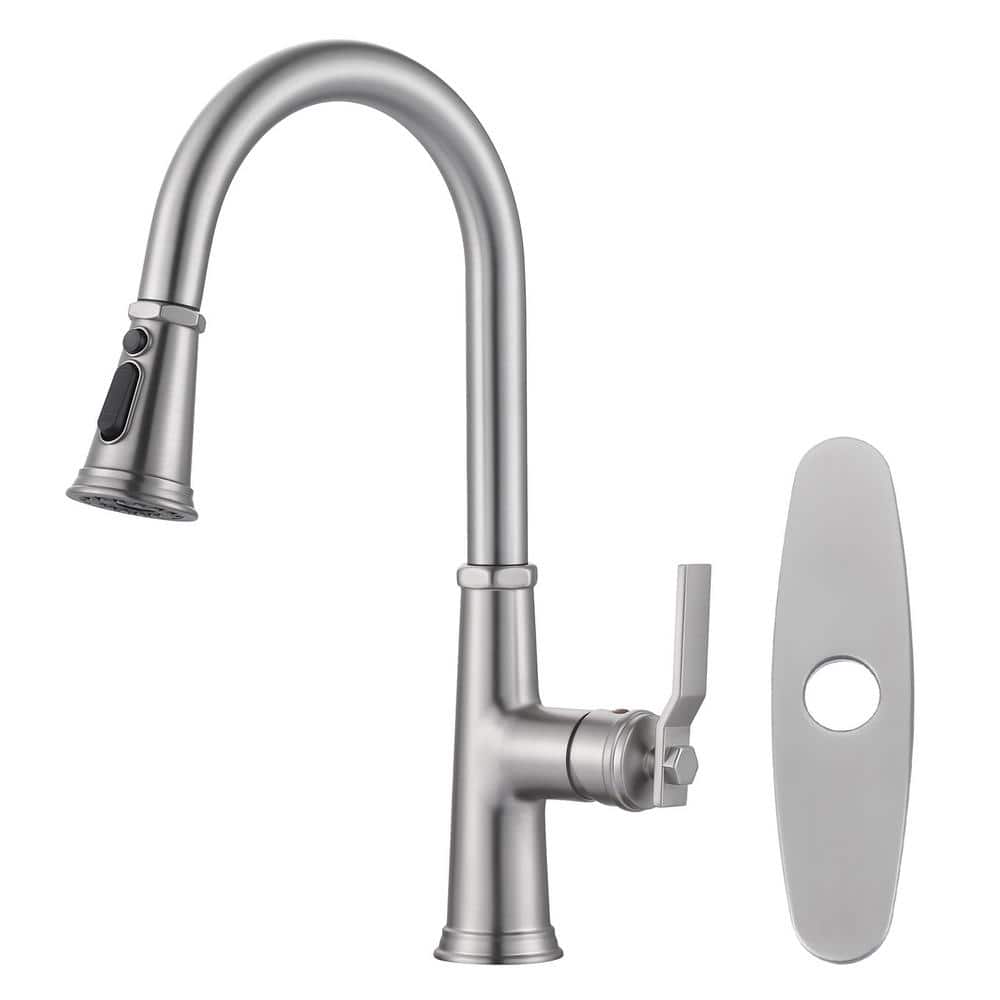 Single Handle Stainless Steel High Arc Pull Down Sprayer Kitchen Faucet with 3-Modes Swivel Spout in Bruhsed Nickel price history on PriceWatchPro