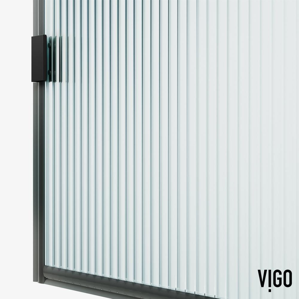Arden Matte Black 34" x 78" Framed Shower Screen with Fluted Glass