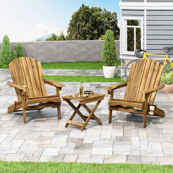 Bellwood Natural 3-Piece Wood Outdoor Patio Conversation Seating Set
