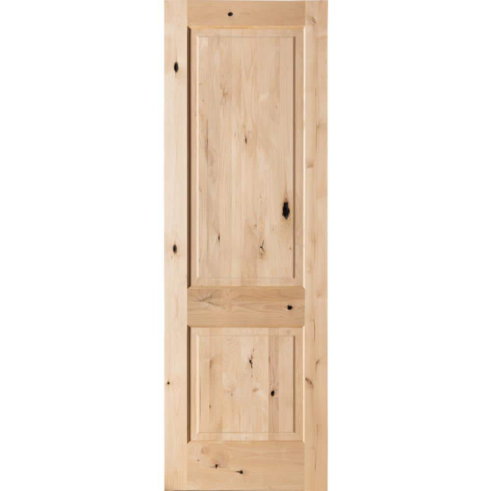 Krosswood Doors 32 in. x 96 in. Rustic Knotty Alder 2-Panel Square Top ...