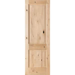 32 in. x 96 in. Rustic Knotty Alder 2-Panel Square Top Solid Wood Stainable Interior Door Slab