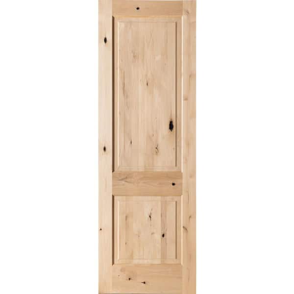 Krosswood Doors 32 in. x 96 in. Rustic Knotty Alder 2-Panel Square Top Solid Wood Stainable Interior Door Slab