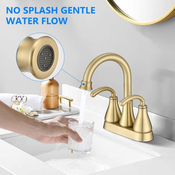 Unbranded 4 in. Centerset 2-Handle Zinc Bathroom Sink Faucet with Pop-Up Drain, Rust and Corrosion Resistant in Brushed Gold