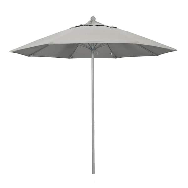 California Umbrella 9 ft. Gray Woodgrain Aluminum Commercial Market Patio Umbrella Fiberglass Ribs and Push Lift in Granite Sunbrella