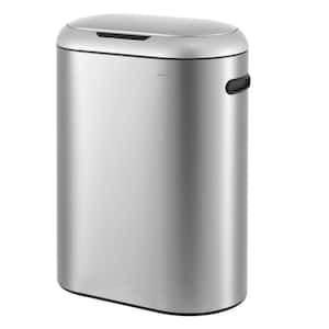 Robo Kitchen 13.2-Gal. Slim Oval Motion Sensor Touchless Trash Can with Touch Mode, Platinum Silver