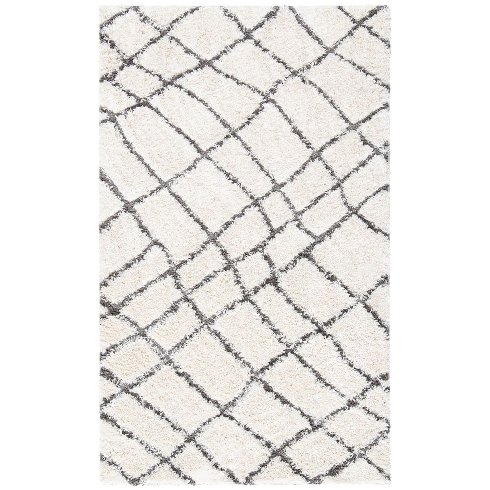 Sparta Shag 3 ft. x 5 ft. Ivory/Gray Wavy Diamond Area Rug price history on PriceWatchPro
