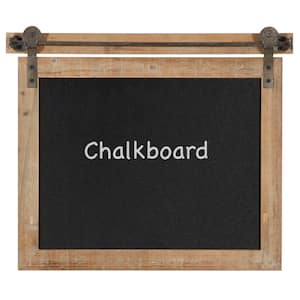 21 in. x  17 in. Wood Brown Sign Wall Decor with Chalkboard