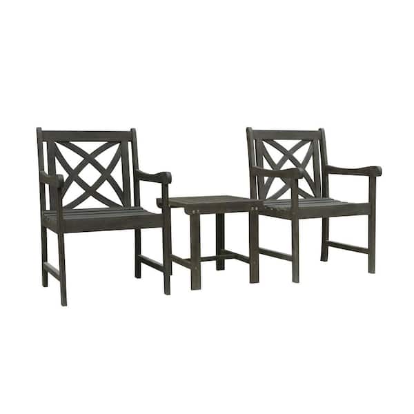 Vifah Renaissance 3-Piece Wood Patio Conversation Set