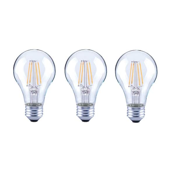 EcoSmart 40-Watt Equivalent A19 General Purpose Dimmable Clear Glass Filament Vintage Style LED Light Bulb Soft White (3-Pack)