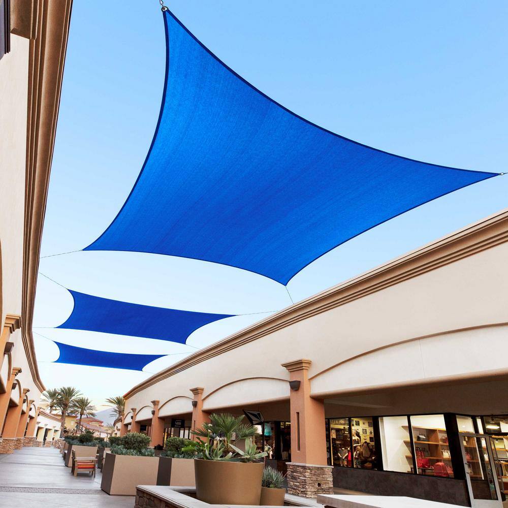 Blue 12' x 20' HDPE Rectangle Sun Shade Sail Canopy