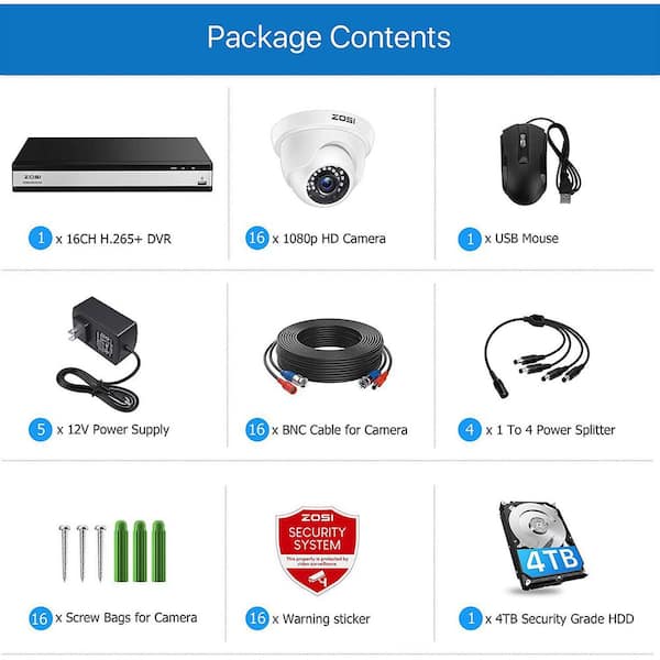 Have a question about ZOSI 16-Channel 5MP-lite 4TB DVR Security