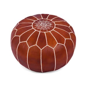 Genuine Leather Pouf Unstuffed Moroccan Ottoman Footstool, Footrest Cover