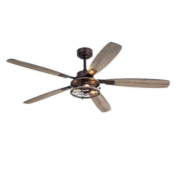 60 Inch Indoor/Outdoor Black Farmhouse Ceiling Fan with Light and Remote, 6 Speed Reversible DC Motor for Living Room