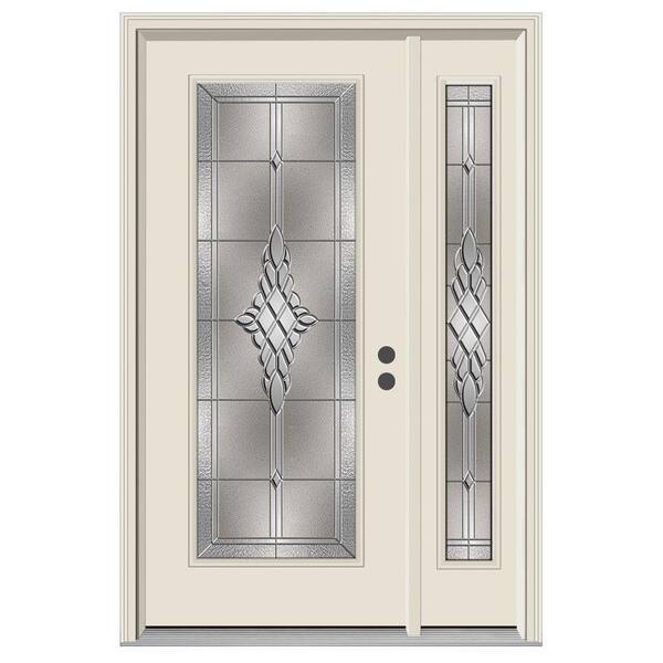 JELD-WEN 52 in. x 80 in. Full Lite Hadley Primed Steel Prehung Left-Hand Inswing Front Door with Right-Hand Sidelite