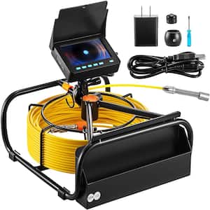 Sewer Pipe Camera 4.3 in. LCD Monitor Screen Inspection Camera 98.4 ft. Cable Duct IP68 with Battery DVR Function