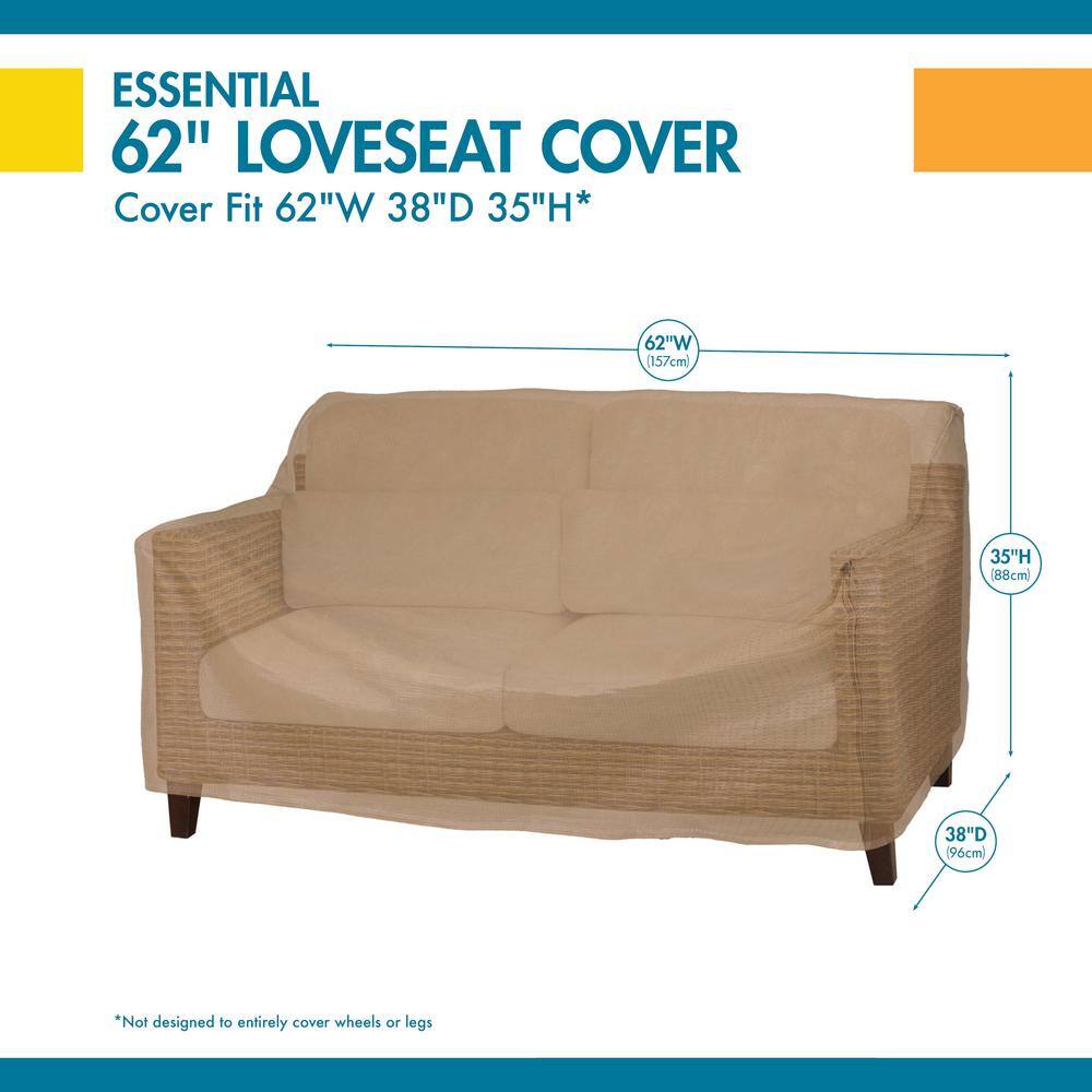 Essential Water-Resistant Beige Patio Loveseat Cover